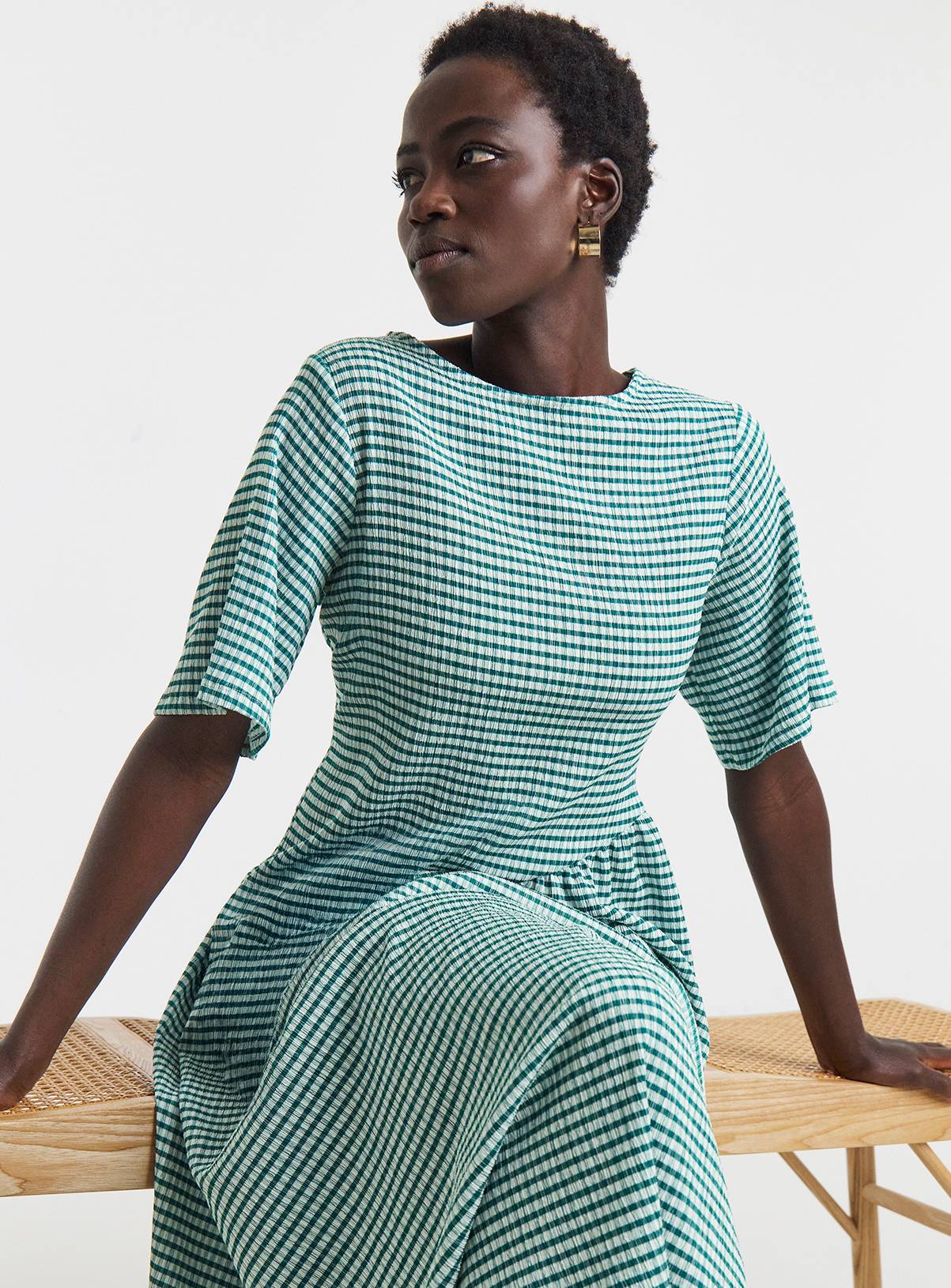 JD WILLIAMS Gingham Asym Drop Waist Maxi Dress 16 - Image 3